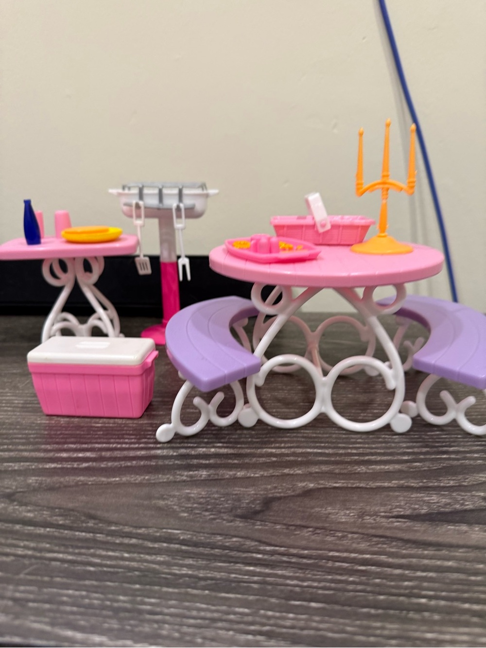 Barbie picnic vintage lot table benches grill food cooler table utensils